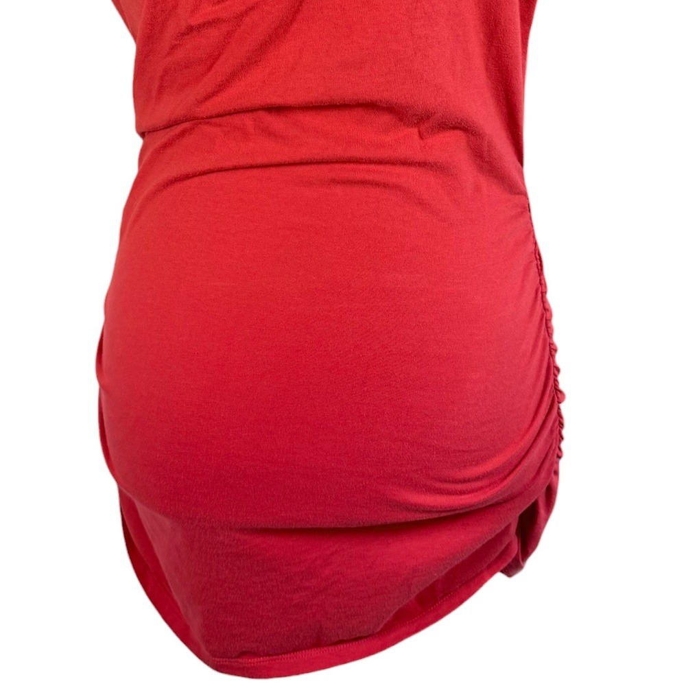 Michael Kors Dress Womens S Coral Ruched Side Zip Short Sleeve Stretch Bodycon - Picture 9 of 15